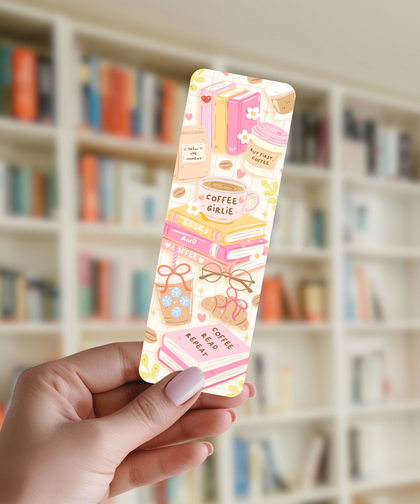 Coffee & Books Pattern - Bookmark