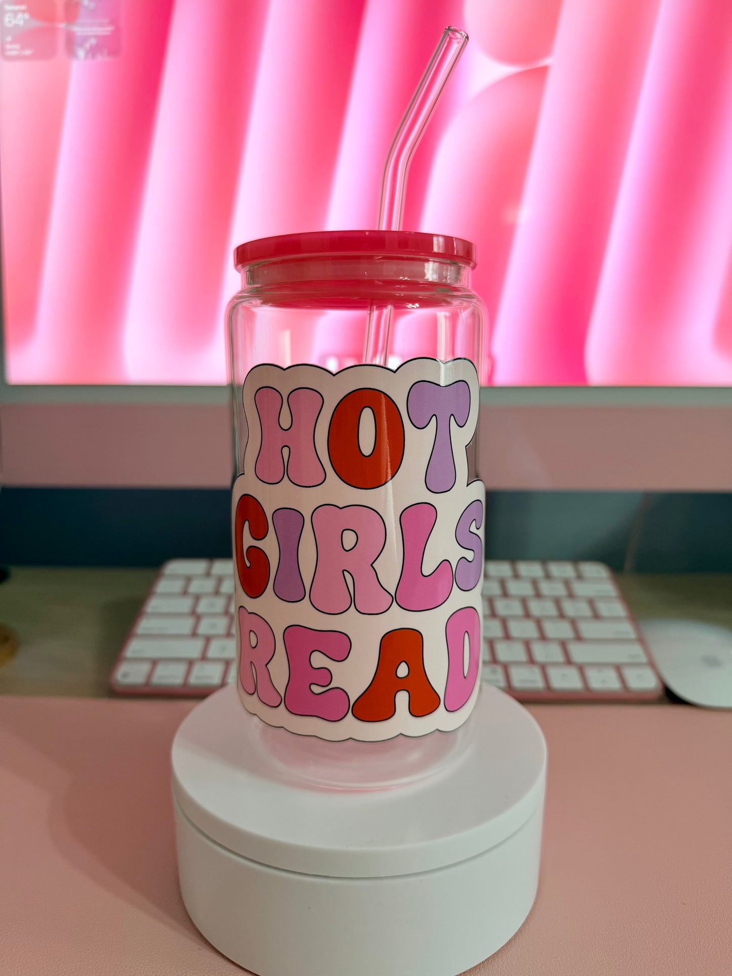 Hot Girls Read - Reusable Glass Cup
