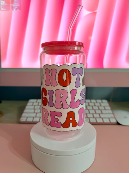 Hot Girls Read - Reusable Glass Cup