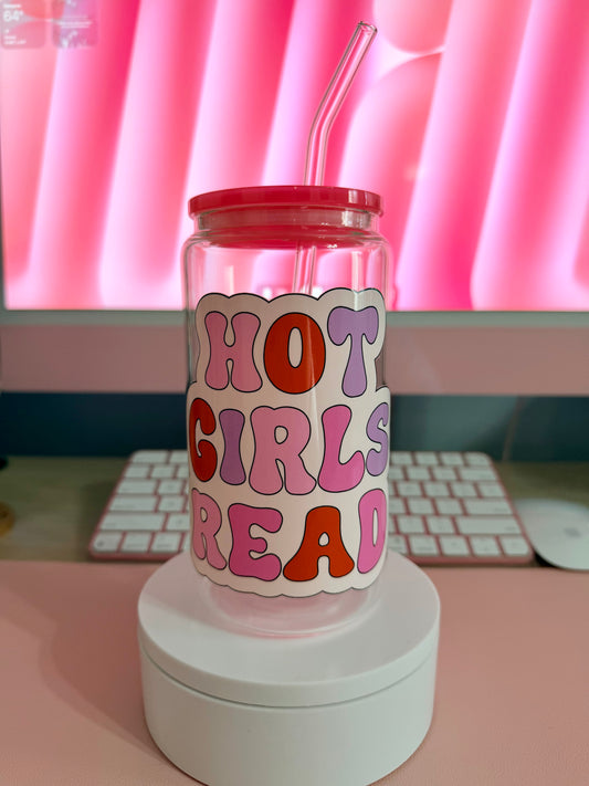 Hot Girls Read - Reusable Glass Cup