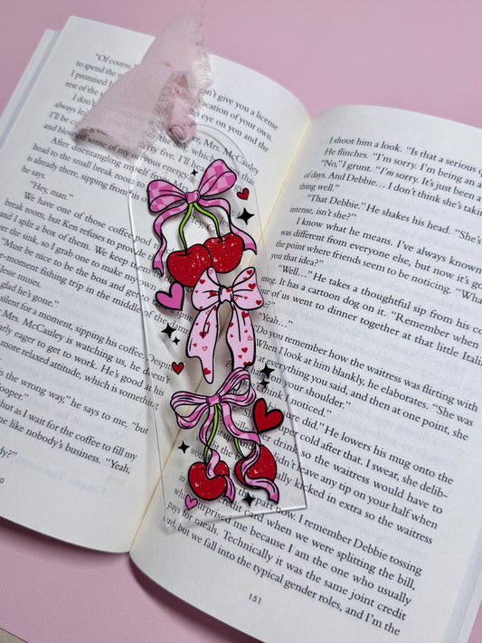 Cherries & Bows - Acrylic Bookmark